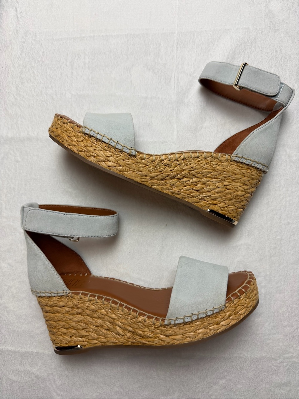 Franco Sarto Clemens Blue Suede Espadrille Wedge Sandals 7.5 NIB